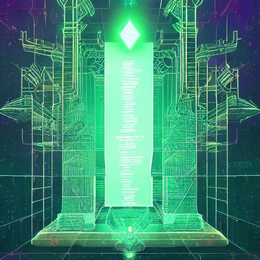 Prompt: emerald tablets of thoth by beeple hieroglyphic grimoire