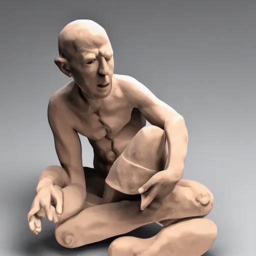 Image similar to terrible clay sculpture, professional lighting, 4 k, detailed