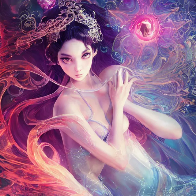 Image similar to the portrait of one sensual electric type pokemon personified as an absurdly beautiful, graceful, elegant, sophisticated, young woman made, an ultrafine hyperdetailed illustration by kim jung gi, irakli nadar, intricate linework, bright colors, octopath traveler, final fantasy, unreal engine 5 highly rendered, global illumination, radiant light, detailed and intricate environment