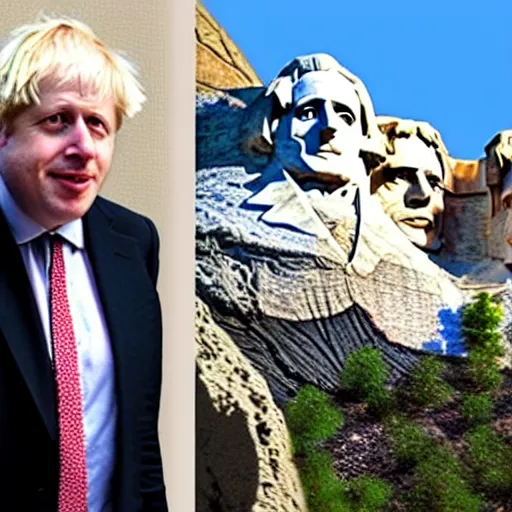 Prompt: boris johnson's face on mount rushmore