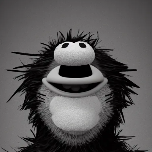 Image similar to a still of a forgotten muppet character looking very manly and modern, hilarious, laughing, hairy chest, huge chin, manly monster tough guy, roughled fur, photo real, photographic, photograph, artstation, trending, featured