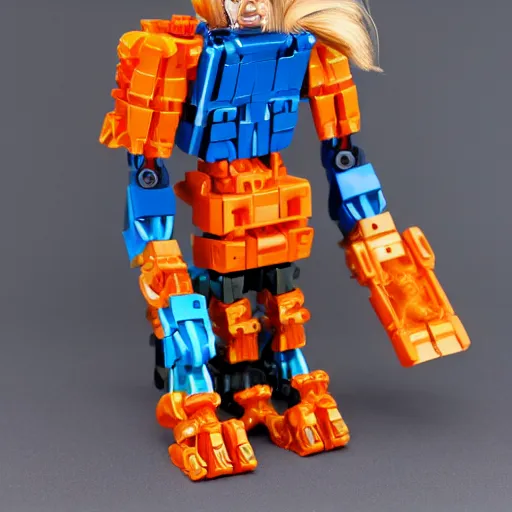 Prompt: Donald Trump bionicle package