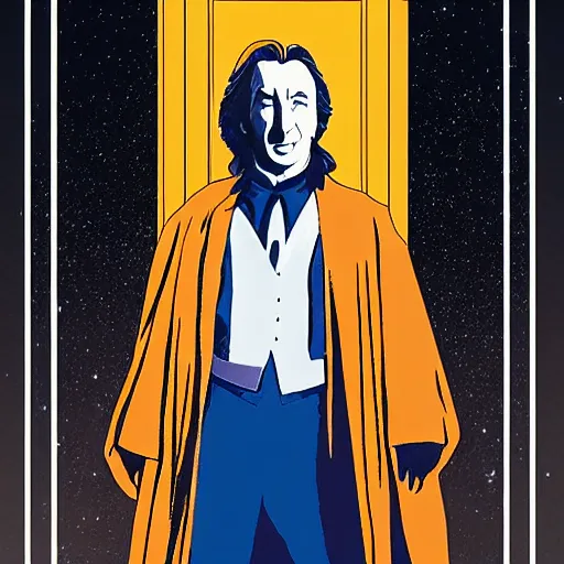 Image similar to alan rickman retro minimalist portrait! moebius starwatcher comic by jean giraud, portrait 8 k