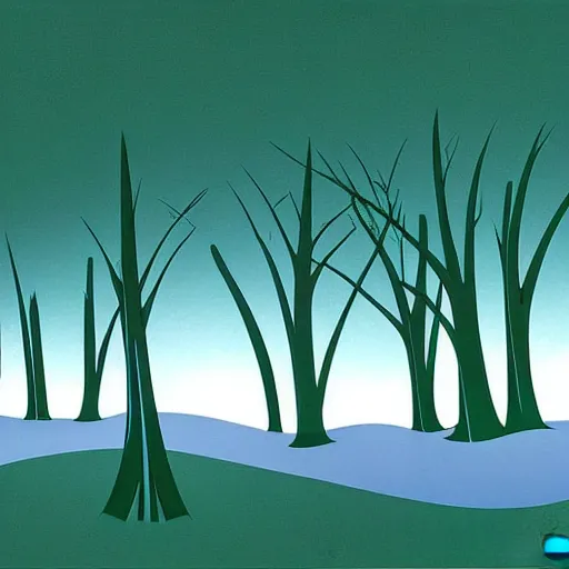 Prompt: serigraph illustrations by american artist eyvind earle