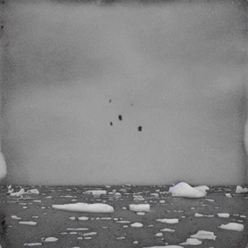 Prompt: vintage horrific photo of an ice floe meeting magma in the middle, textured, skewed perspective, last photo ever taken, apocalyptic event