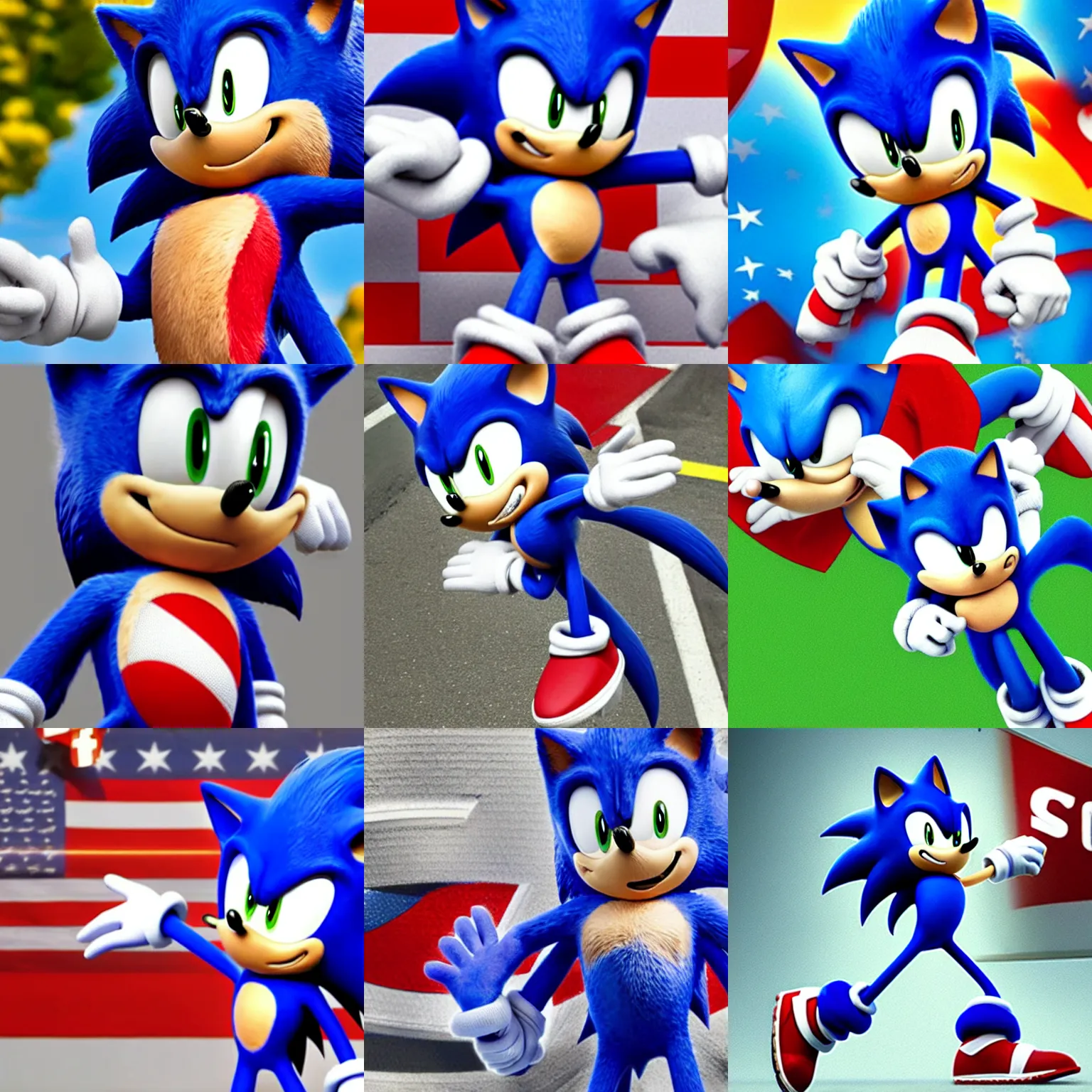 Prompt: photograph of sonic the hedgehog campaigning for united states senate election