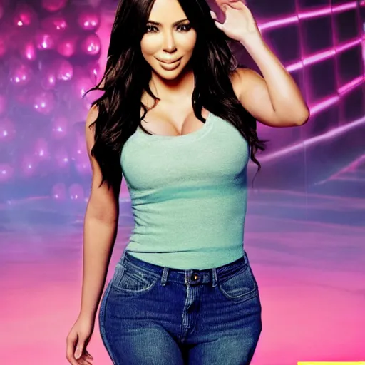 Image similar to Icarly with kim kardashian as Carly, 8k full HD photo, cinematic lighting, anatomically correct, oscar award winning, action filled, correct eye placement,