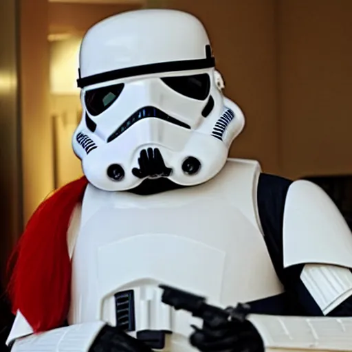 Image similar to ronald mcdonald as storm trooper