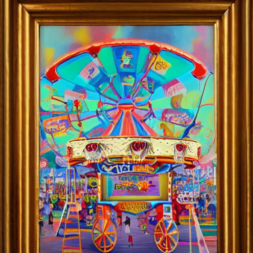 Image similar to painting of a funfair, by rik oostenbroek, james jean, amy sol