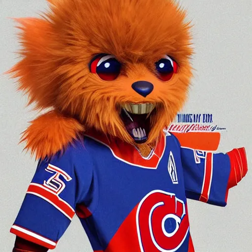 Image similar to anime Portrait of Youppi the Habs Montreal Canadiens Mascot as a very cute powerful and friendly pokemon, highly detailed anime, high evolution, 1990s, legendary, smooth, sharp focus, dynamic lighting, intricate, trending on ArtStation, illustration pokemon, art by WLOP