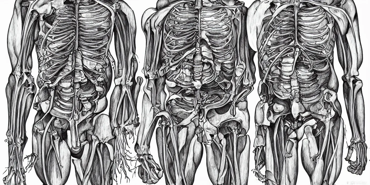 Image similar to kool - aid man and skeleton anatomical drawing highly detailed illustration