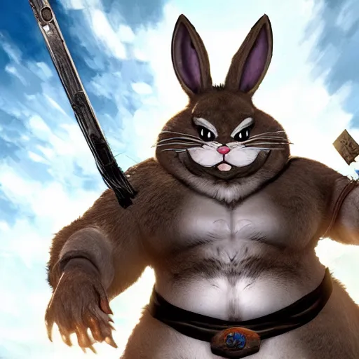 Prompt: Hidetaka big chungus Miyazaki, boss design, from software game