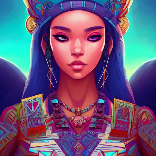 Image similar to a portrait of a beautiful aztec queen, art by lois van baarle and loish and ross tran and rossdraws and sam yang and samdoesarts and artgerm and saruei, digital art, highly detailed, intricate, sharp focus, Trending on Artstation HQ, deviantart, unreal engine 5, 4K UHD image