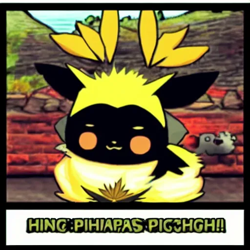 Image similar to stoned pichu, high, marijuana