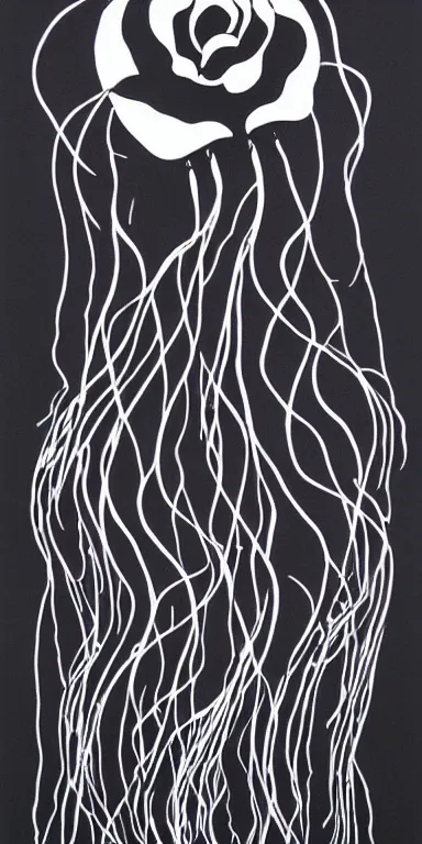 Image similar to jellyfish made of black!! roses, by georgia o'keeffe, minimalist