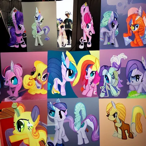 Prompt: My Little Pony convention artists alley