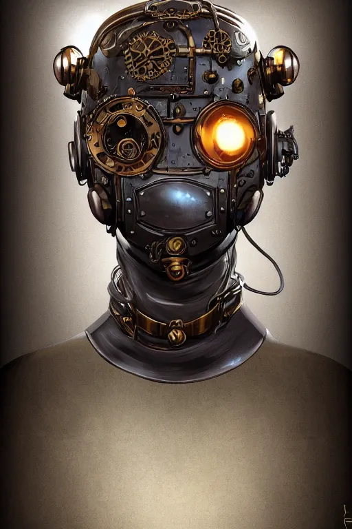 Image similar to steampunk helmet fantasy art mask robot ninja stylized digital illustration sharp focus, elegant intricate digital painting artstation concept art global illumination ray tracing advanced technology chaykin howard and campionpascale and cooke darwyn and davis jack