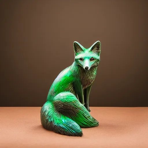 Image similar to Portrait photography of an Emerald fox sculpture