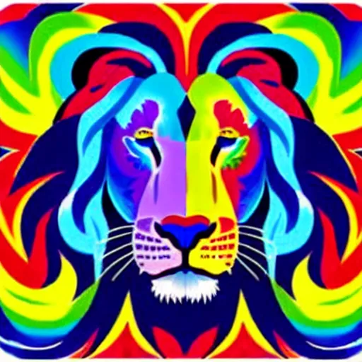 Image similar to rainbow cosmic lion