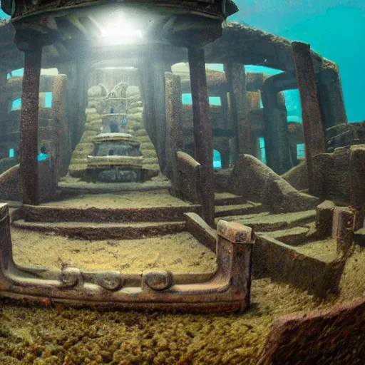 Prompt: discovering an ominous undersea temple