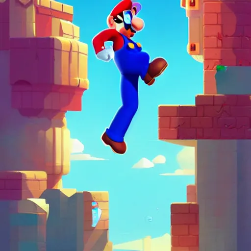 Image similar to super mario minimalist loftis, cory behance hd by jesper ejsing, by rhads, makoto shinkai and lois van baarle, ilya kuvshinov, rossdraws global illumination