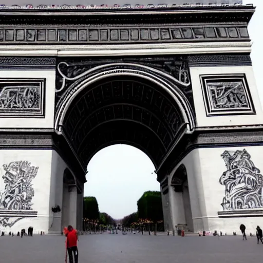 Image similar to graffitti in the skin of arc de triomphe