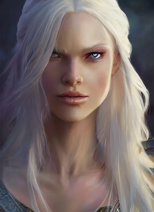 Image similar to blonde female, ultra detailed fantasy, dndbeyond, bright, colourful, realistic, dnd character portrait, full body, pathfinder, pinterest, art by ralph horsley, dnd, rpg, lotr game design fanart by concept art, behance hd, artstation, deviantart, hdr render in unreal engine 5