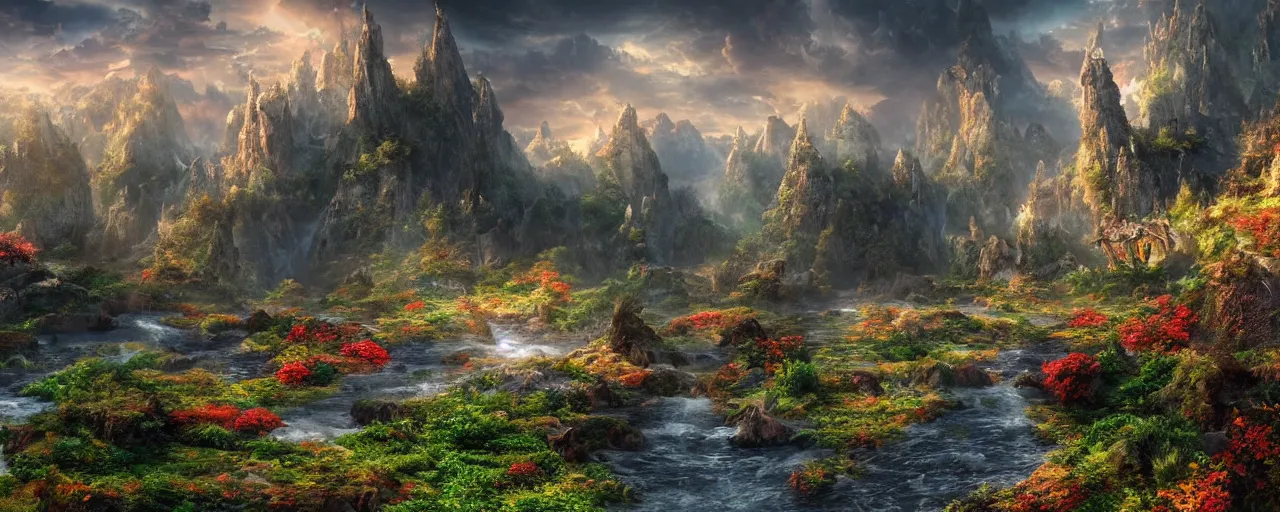 Prompt: A dream fantasy landscape, highly detailed, hyper realistic, 4k, cinematic