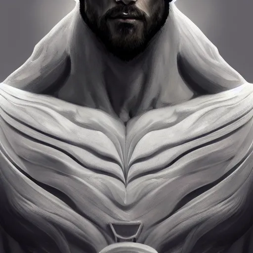 Image similar to a portrait of a man made entirely of marble, D&D, fantasy, elegant, hopeful, muscular, highly detailed, digital painting, artstation, concept art, smooth, sharp focus, illustration