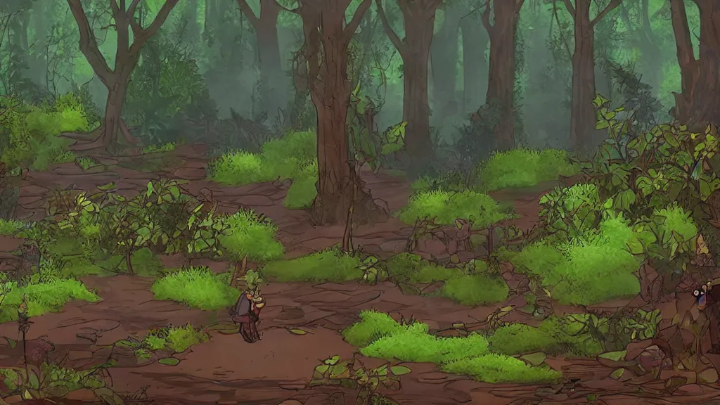 Image similar to a clearing in a forest in the style of Kings Quest 6