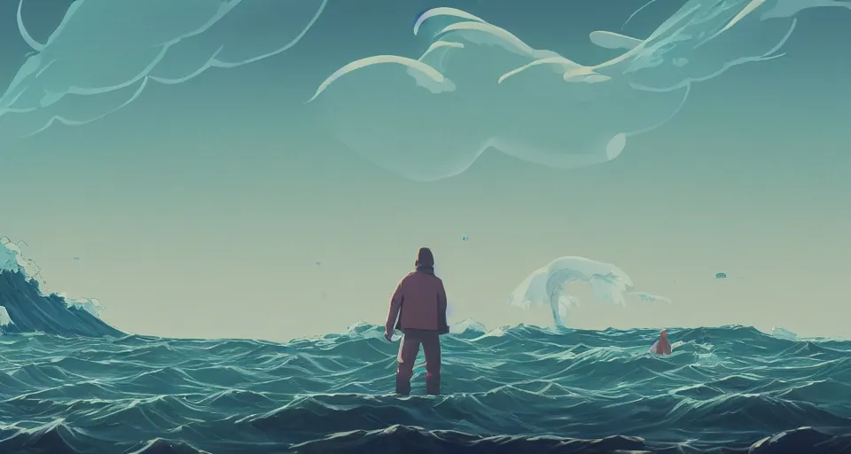 Image similar to A very beautiful serene coastal landscape scene with a GIANT MECHA JELLYFISH looming in the distance, bright sunny waves splashing on the beach, Translucent rendered by simon stålenhag, The Great Wave off Kanagawa, rendered by Beeple, Makoto Shinkai, syd meade, environment concept, digital art, starwars, unreal engine, 3 point perspective, WLOP, trending on artstation, low level, 4K UHD image, octane render,