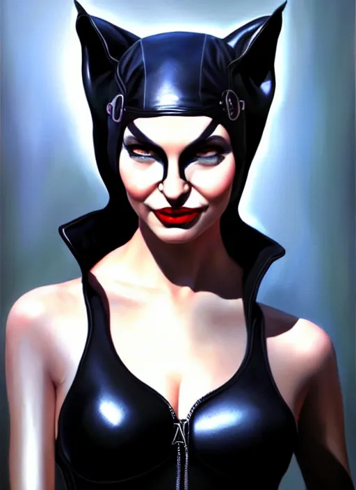 Prompt: a _ fantasy _ style _ portrait _ painting _ catwoman, oil _ painting _ unreal _ 5 _ daz. _ rpg _ portrait _ extremely _ detailed _ paolo eleuteri serpieri