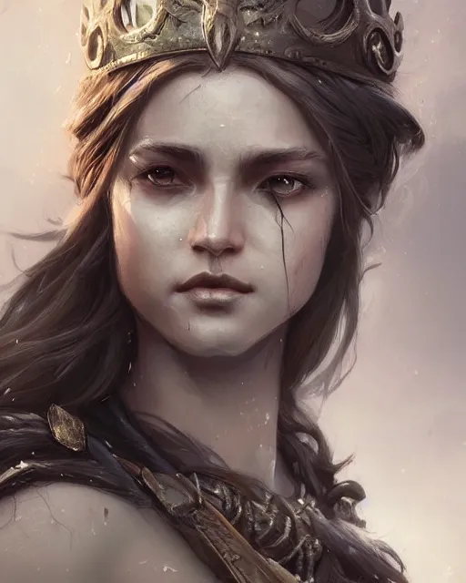 Image similar to A beautiful female warrior posing on a boat, beautiful face, highly detailed face, close-up, fantasy woman, fantasy art, in the style of greg rutkowski, illustration, epic, fantasy, intricate, hyper detailed, artstation, concept art, smooth, sharp focus, ray tracing
