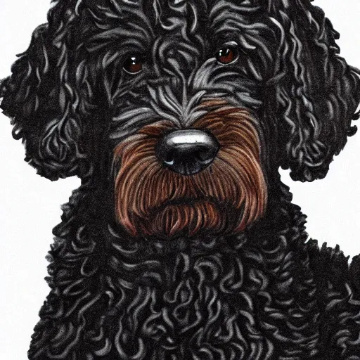 Image similar to black goldendoodle dog, high detail
