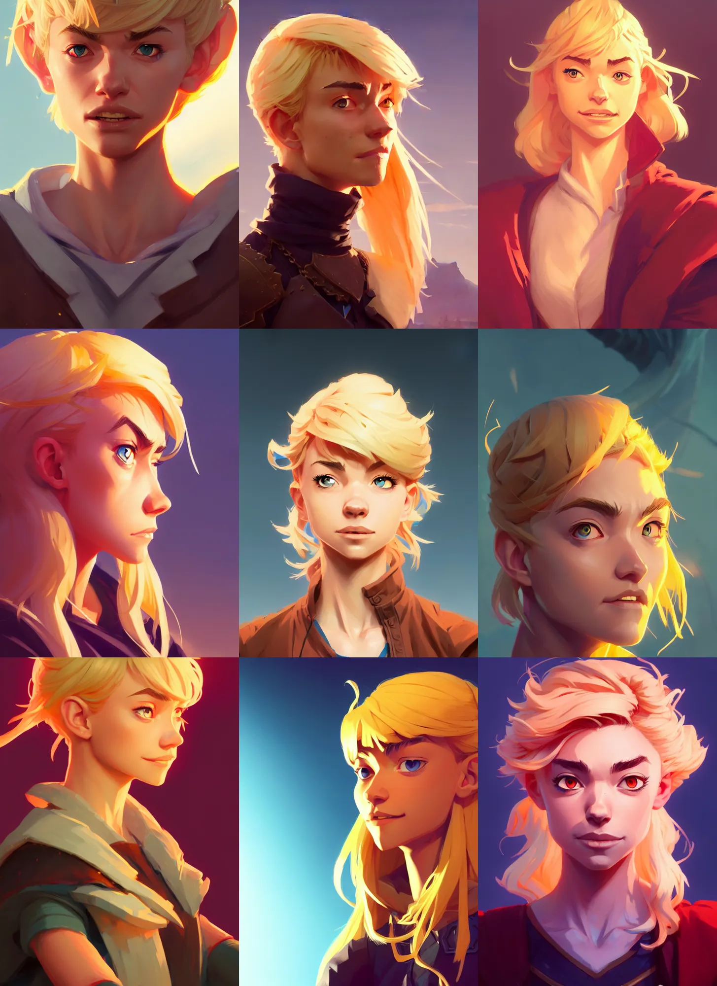 Prompt: just one head, portrait, Imogen Poots D&D Paladin, blonde hair, stylized background, global illumination lighting, official fanart, by Jesper Ejsing and RHADS and Makoto Shinkai and Lois van baarle and ilya kuvshinov and rossdraws