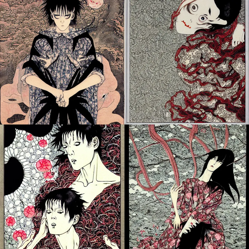 Prompt: seraph of glitches by Junji Ito and Takato Yamamoto