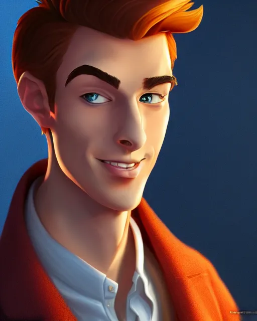 Prompt: charming young man character portrait, by don bluth, sci - fi environment, highly detailed, dynamic shadows, 4 k, wallpaper - 1 0 2 4