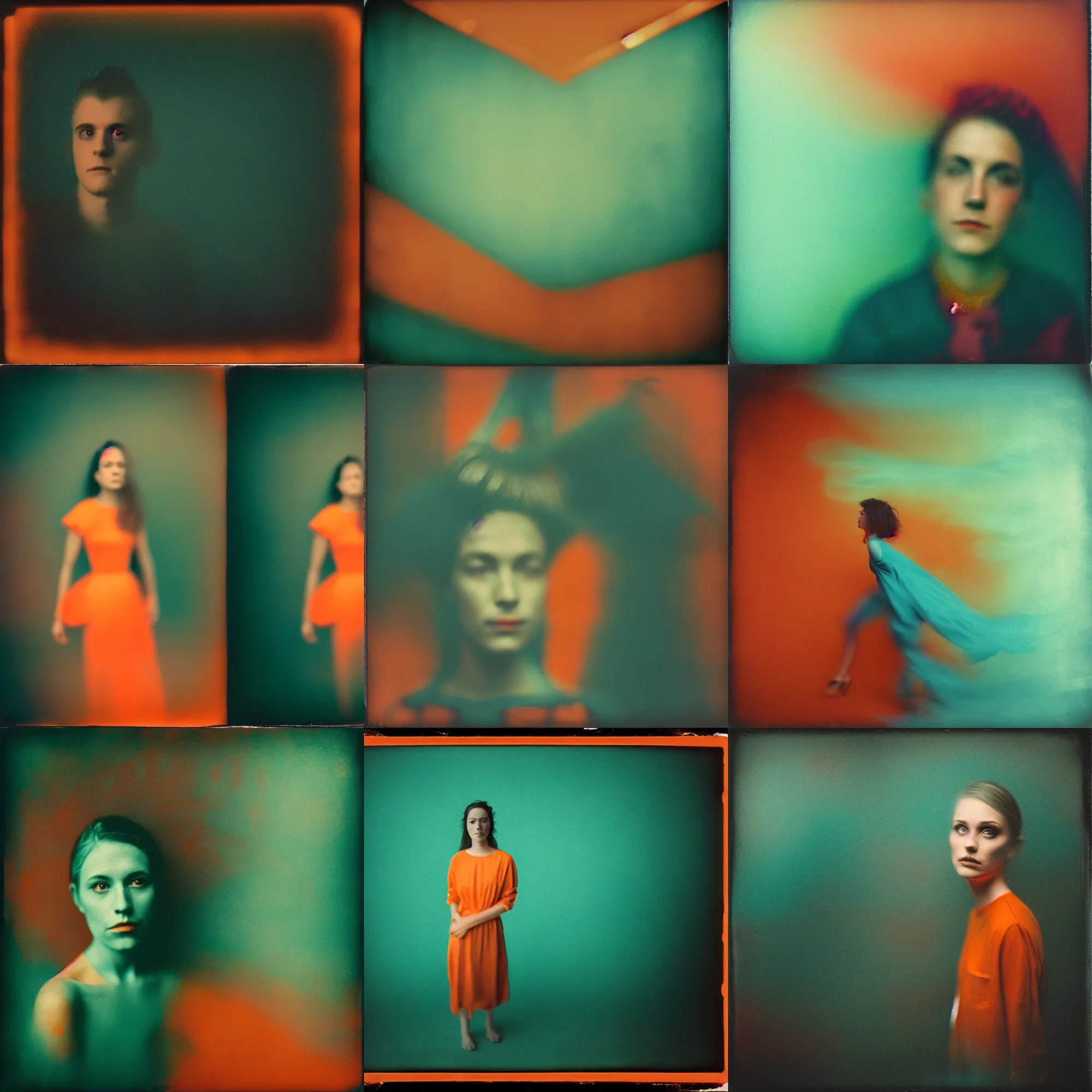 Prompt: kodak portra 4 0 0, wetplate, motion blur, portrait photo of a backdrop, coloured in teal and orange, by britt marling