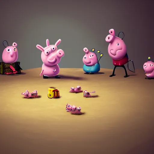 Prompt: blender, octane render, vitorugo, carlos ortega elizalde, ahmad merheb, peppa pig