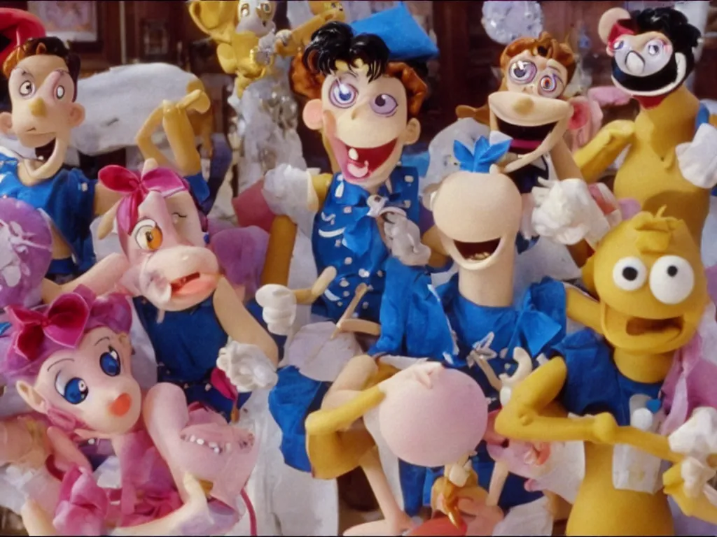 Prompt: Sailor Moon in Wallace and Gromit, the panic scene in sheer terror desperation