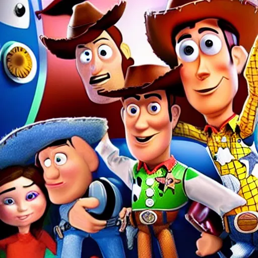 Image similar to nicolas cage is woody in toy story in pixar style