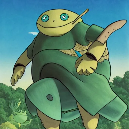 Prompt: anthropomorphic turtle hero by studio ghibli