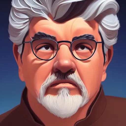 Image similar to face icon stylized minimalist george lucas, loftis, cory behance hd by jesper ejsing, by rhads, makoto shinkai and lois van baarle, ilya kuvshinov, rossdraws global illumination