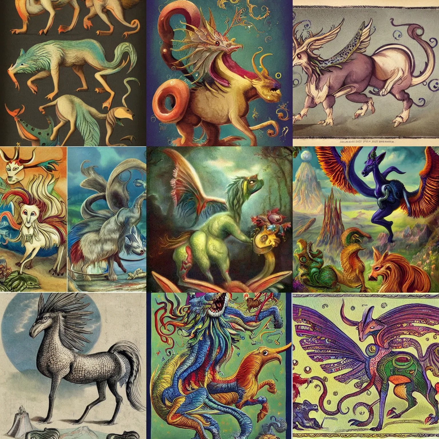 Prompt: strange mythical beasts of whimsy