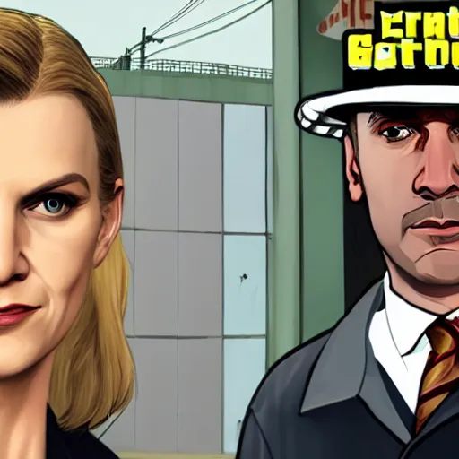 Prompt: Kim Wexler from Better Call Saul as a GTA character portrait, Grand Theft Auto, GTA cover art