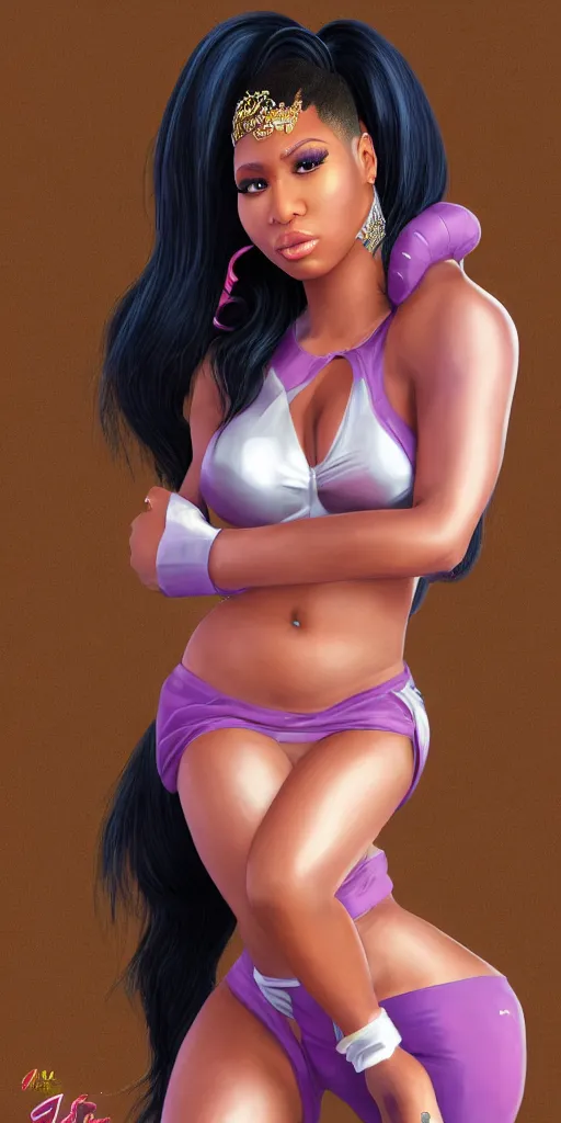 Image similar to a still nicki minaj realistic render full body, she is walikng away