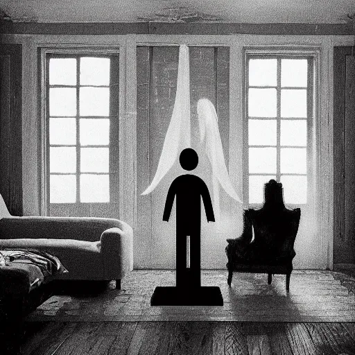 Prompt: a ghost in the livingroom