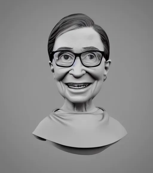Image similar to Fanart 3D model of Ruth Bader Ginsberg, trending on artstation, cycles render, character bust, For Hire 3D artist, Pixar and Industrial