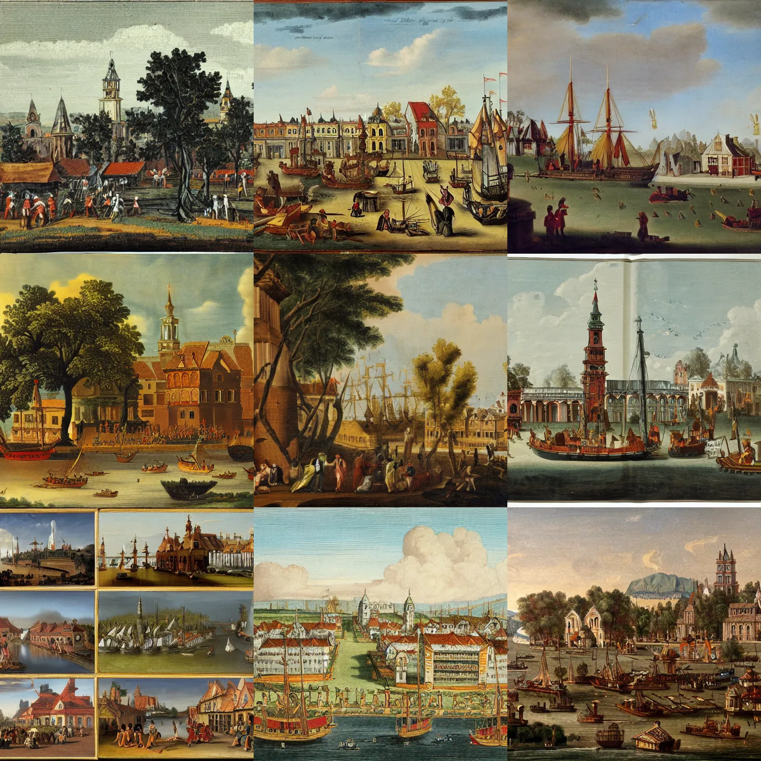 Prompt: paintings of Batavia in 18th century