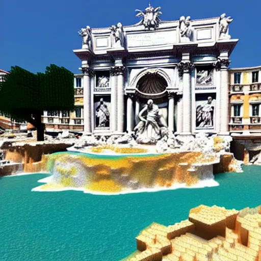 Image similar to Trevi Fountain in Minecraft